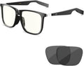 Smart Audio Glasses (Blue Light & Sun Lenses) for Men and Women, Open Ear Speaker & IP67 Waterproof, Rectangular, Medium