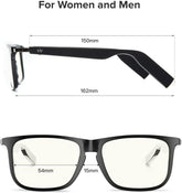 Smart Audio Glasses (Blue Light & Sun Lenses) for Men and Women, Open Ear Speaker & IP67 Waterproof, Rectangular, Medium