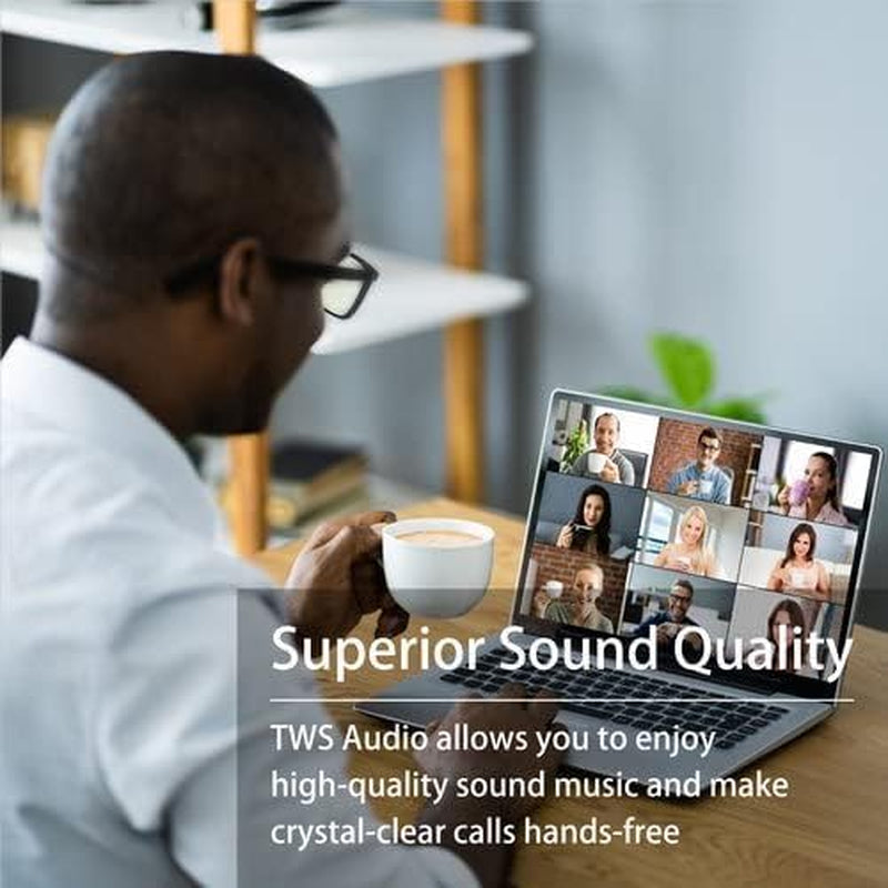 Smart Audio Glasses (Blue Light & Sun Lenses) for Men and Women, Open Ear Speaker & IP67 Waterproof, Rectangular, Medium